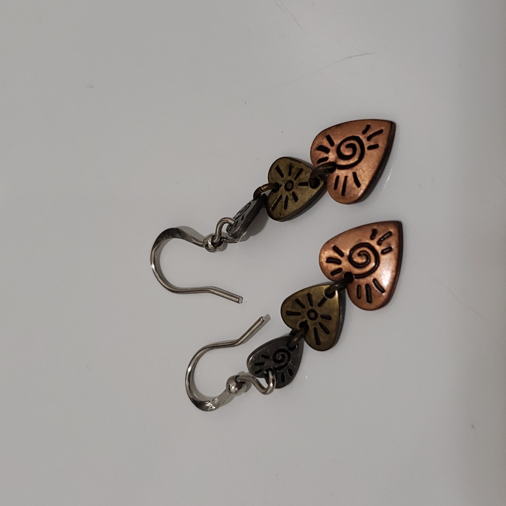 Heart-Shaped Mixed Metal Dangle Earrings